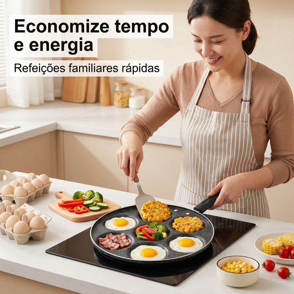 Frigideira 7 Buracos Antiaderente Ovos Fritos Panela Para Hambúrguer Molde Para Cozinha Utensílios De Cozinha