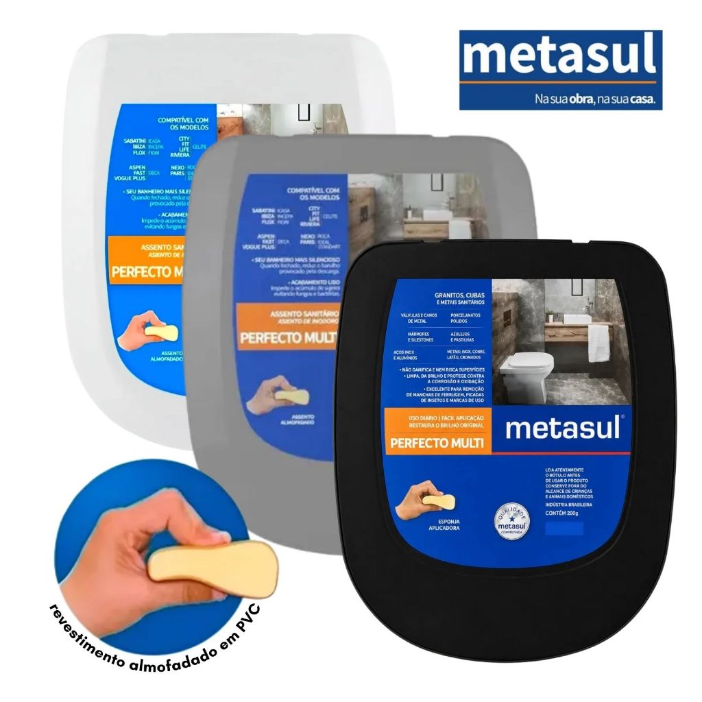 Assento Sanitário Almofadado Perfecto Multi Metasul Confortável | Cores