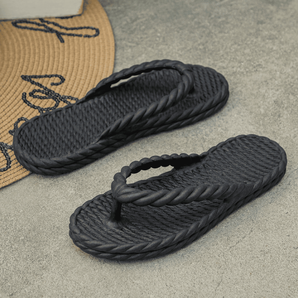 Chinelo Dedo Feminino Corda Estilosa Trançada Confortável Piscina Passeio