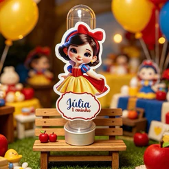 Aplique para tubete personalizado Branca de Neve - Kit com 10/20/30/40/50