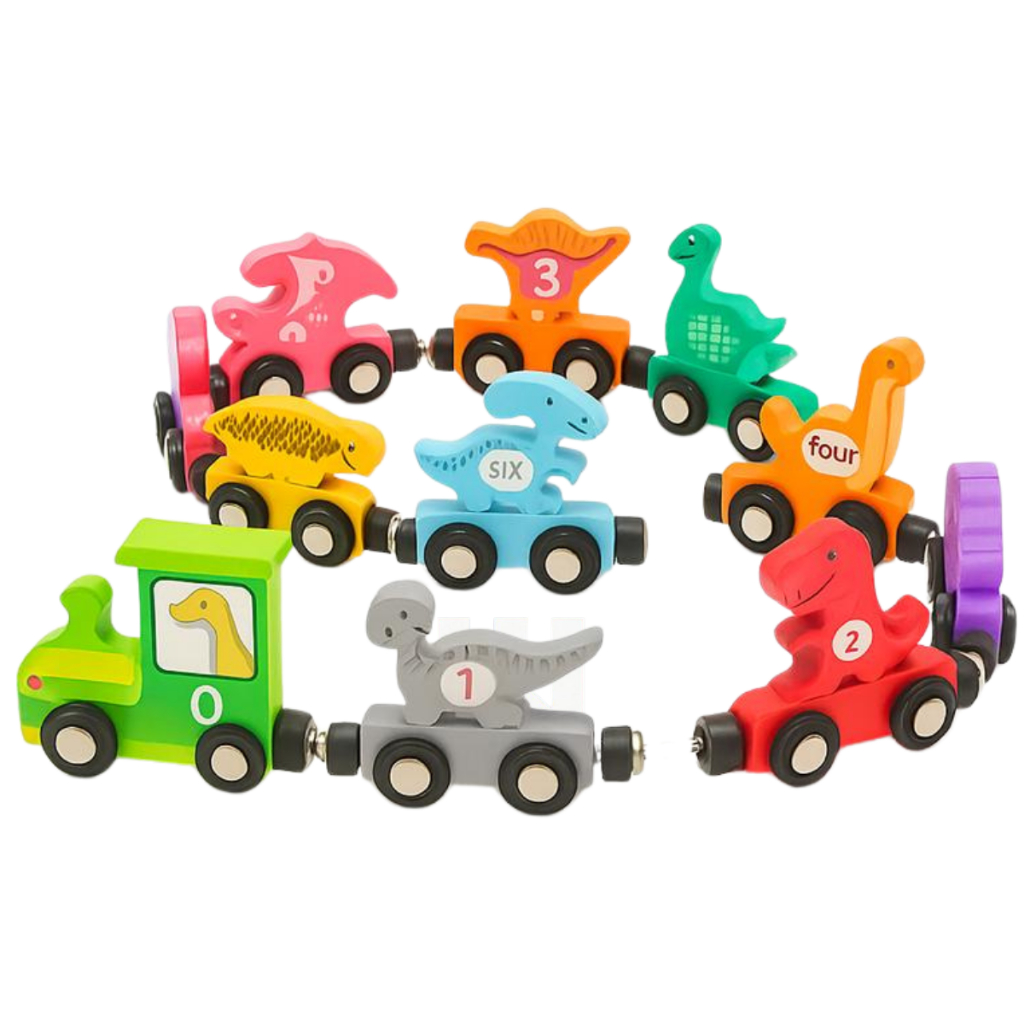 Trem Magnético de Madeira com Números 0-10 Montessori Brinquedo Educativo Infantil