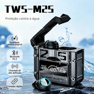 Fone De Ouvido Bluetooth M25 M10 F9-5 V5.3 Sem Fio TWS Power Bank Display LED Microfone Original