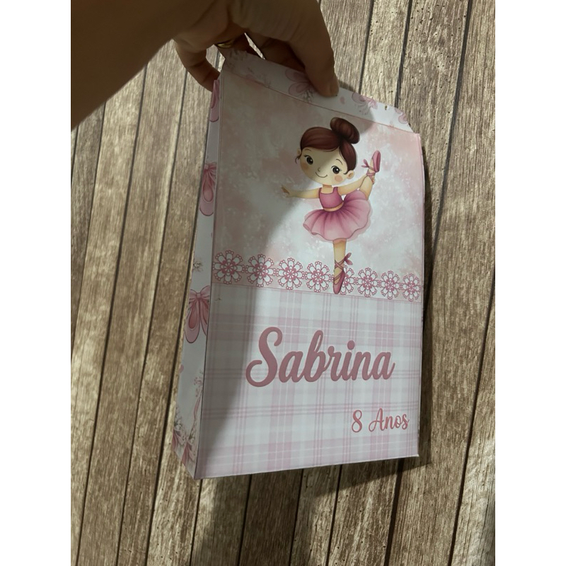 Sacolinha Personalizada Bailarina Lembrancinha de Aniversário Infantil