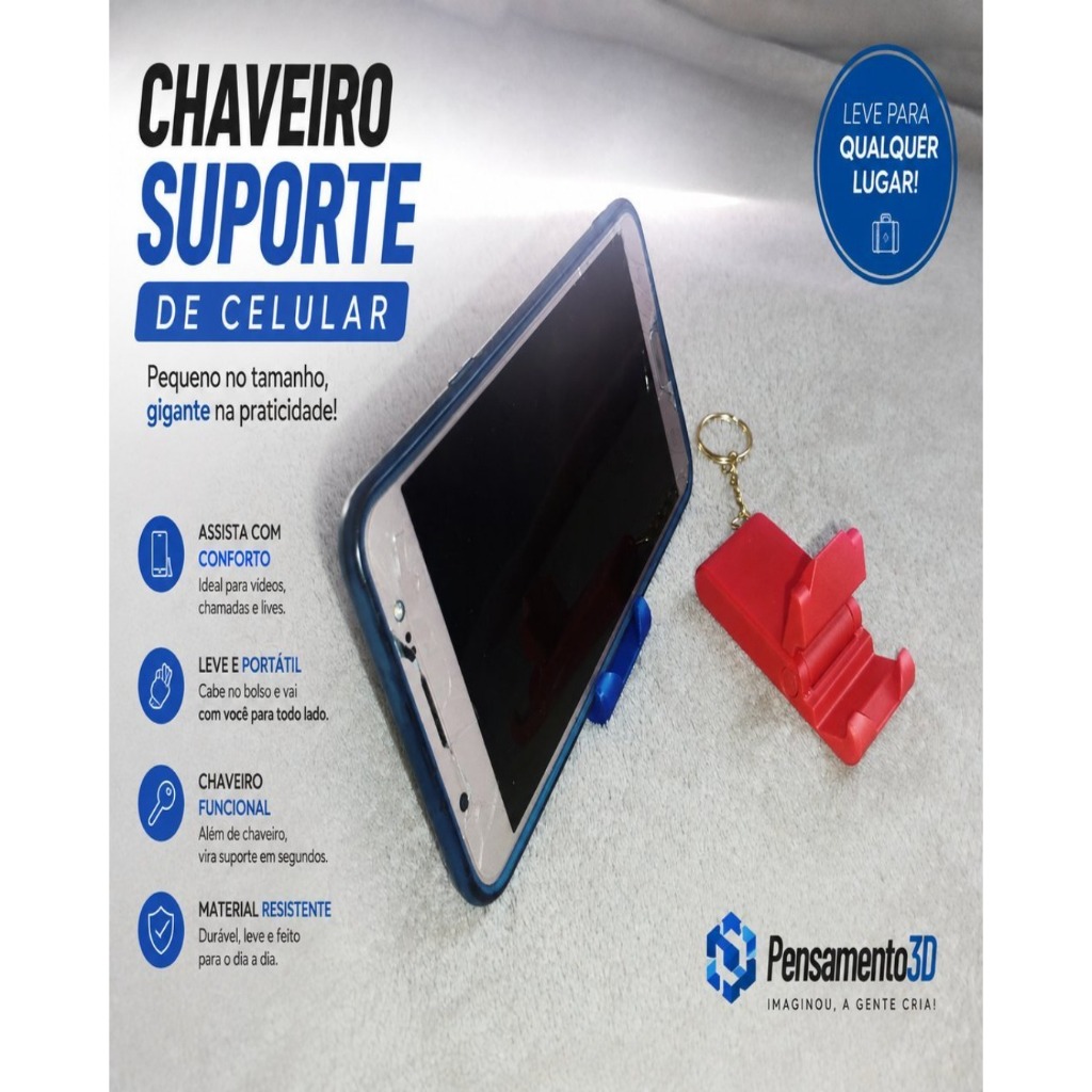 Chaveiro Suporte Para Celular Dobrável Portátil Universal Mesa Compacto Leve Resistente Várias Cores
