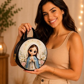 Bolsa ARO 18x18cm Redonda Pequena com Alça de Mão - Santos