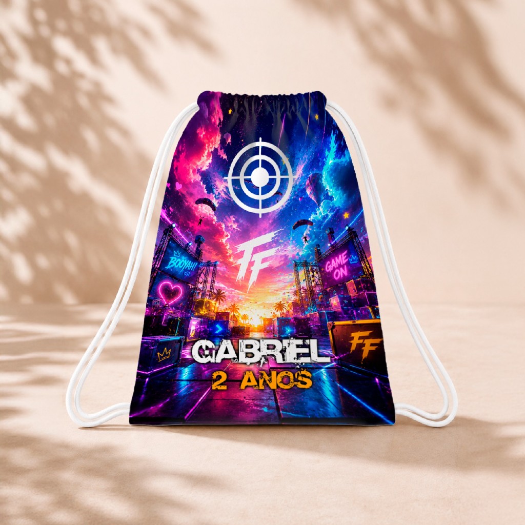 10 Mochila Personalizada Infantil 18x26 Sacolinhas Surpresa Festa Aniversário Lembrancinha Free Fire M2