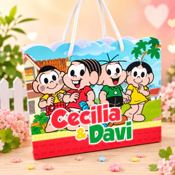 Kit Sacolinhas Personalizadas Turma da Mônica com Nome e Idade Lembrancinha Infantil