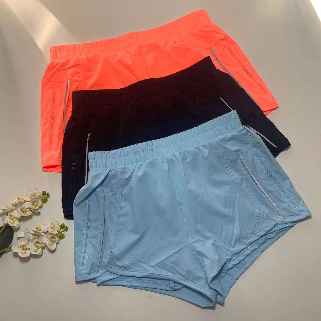 Short Duplo Feminino Poliamida | Cintura Alta Fitness Academia Treino Shorts Esportivo Corrida Caminhada | P M G GG