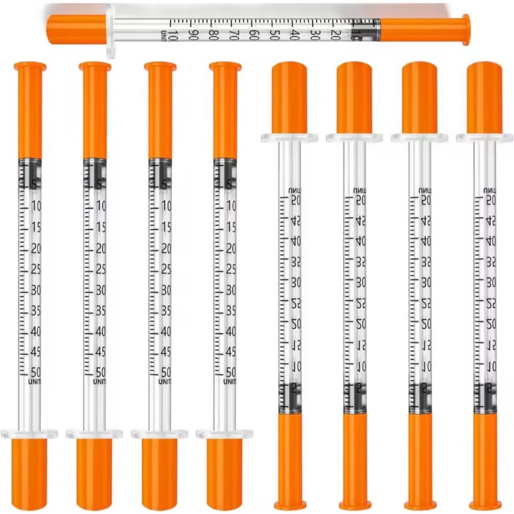 Seringa Insulina 0,5ml Fixa Agulha Fina Ultrafina 0,25mm x 6mm Graduada Estéril Descartável 50ui 31g