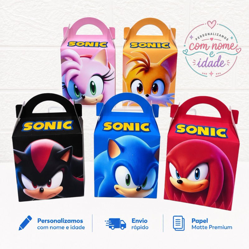 Maletinha Kit Sonic Lembrancinha Festa Personalizada Caixinha Papelaria