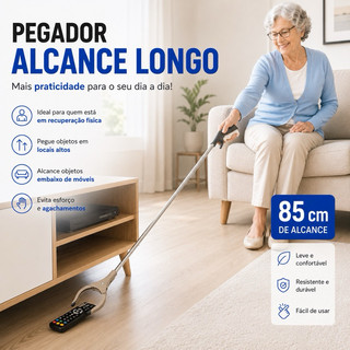 Pegador de Folhas Mão Mecanica Pegador Longo Alcance Pega Objetos Garra Ideal Idoso ou esta Operado