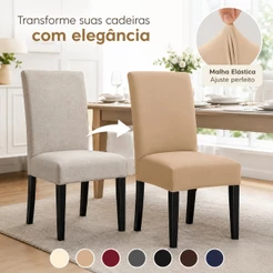 Kit Capa de Cadeira 4 Ou 6 Unidades Elástica Lavável Ajuste Perfeito Alta Durabilidade Sala Jantar