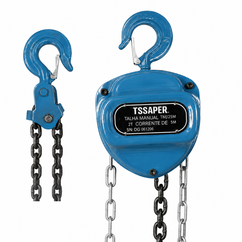 Talha Guincho Manual 2 Tonelada 2000kg Corrente 5m com Freio Duplo - TSSAPER