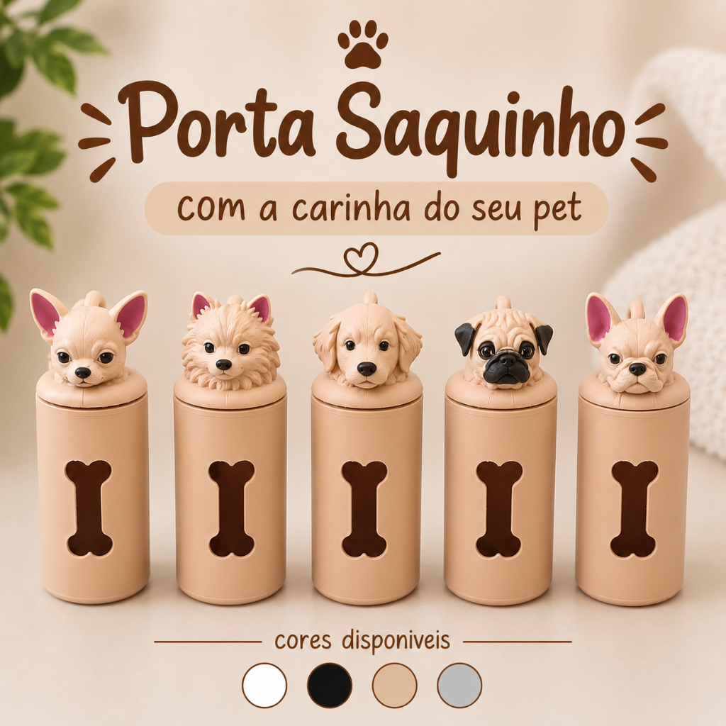 Porta Saquinho Higiênico para Cachorro Dispenser Cata Caca | Seu Pet Personalizado | Passeio Pet