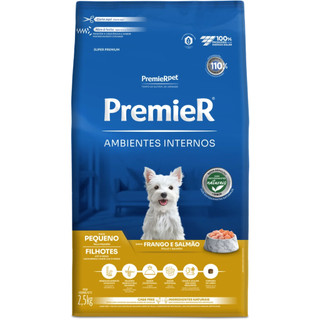 Ração Pet Ambientes Internos Cães Filhotes Frango e Salmão 2.5kg Premier