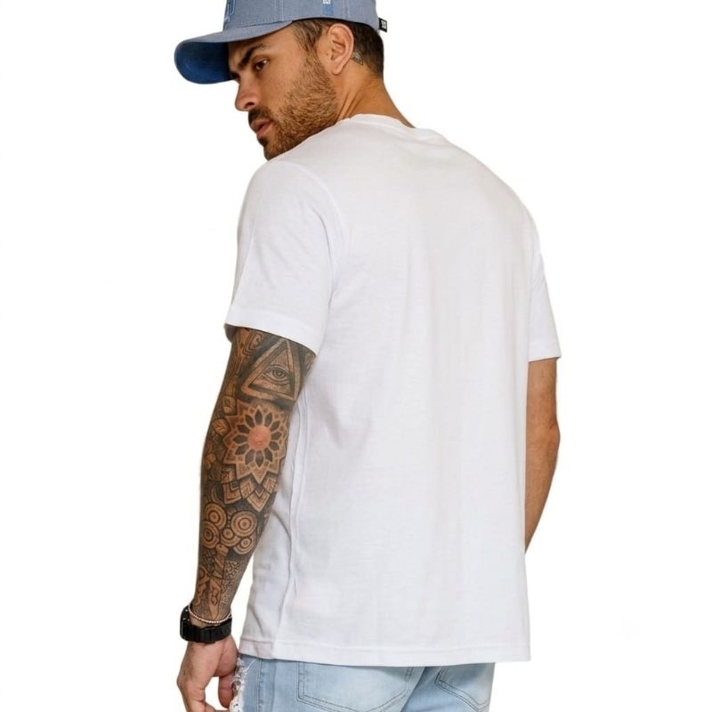 Camiseta masculina basica branca lisa 100% Algodão