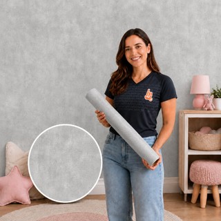 Papel de Parede Autocolante Cimento Queimado Silver para Sala e Quarto
