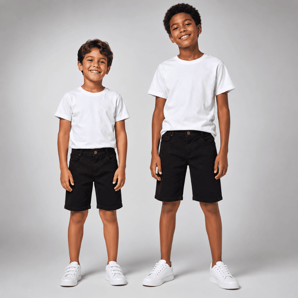 Bermuda Infantil Juvenil Masculina Sarja Premium com Elastano Regulagem no Cós