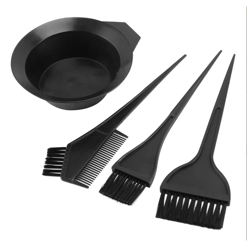 Kit Tintura De Cabelo Cabeleireiro 4 Peças Tigela Cuia Tigela Pinceis Com Pente Para Pintar Cabelo Profissional
