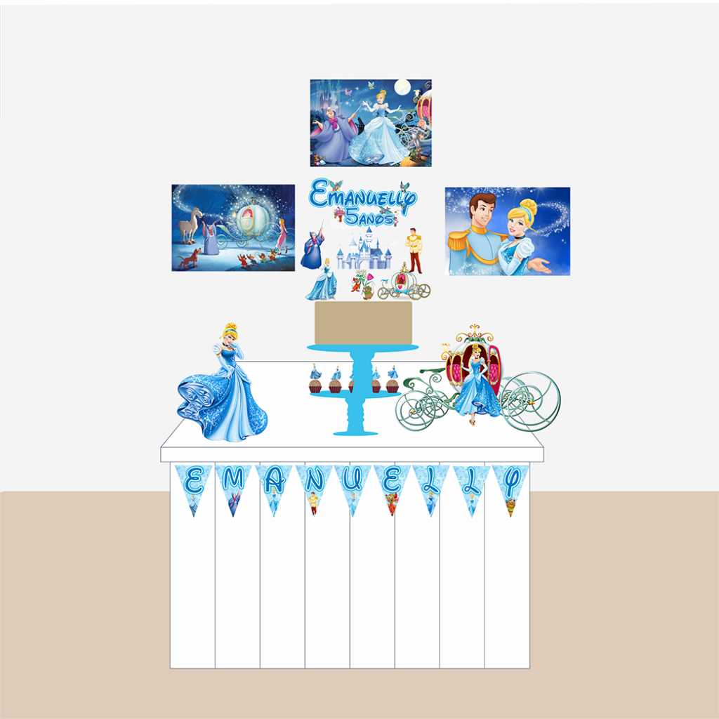 Kit Festa Cinderela Personalizado Só Um Bolinho Festa em Casa Aniversário Infantil adulto Mesversário  lembrancinha