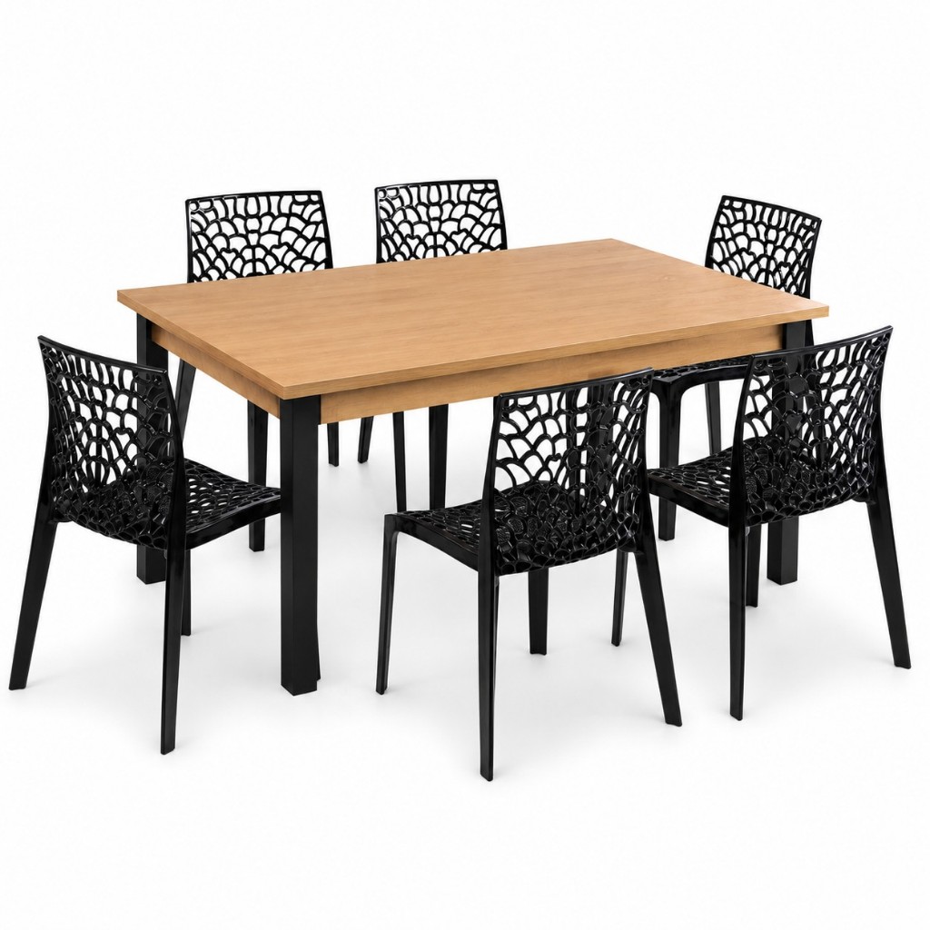 TOP VENDAS - Kit Mesa de Jantar + 6 Cadeiras Modelos - Ideal para Sala e Cozinha