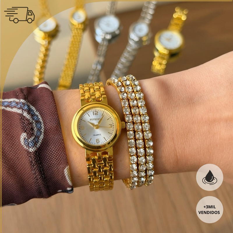 Relógio Feminino Potenzia À prova d’água Bateria 377 Minimalista Clássico Elegante Presente