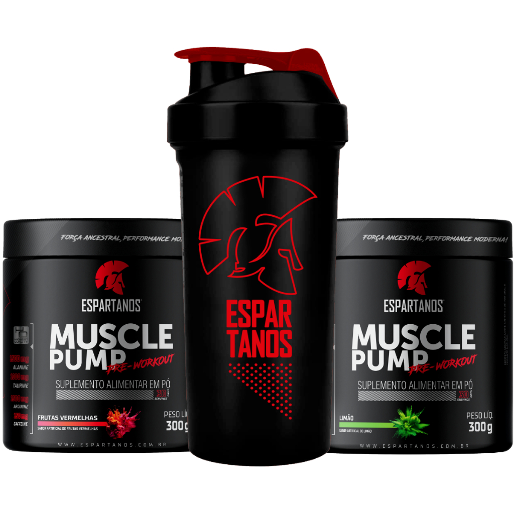 Kit 2x Pré Treino Muscle Pump 300g + Coqueteleira - Espartanos