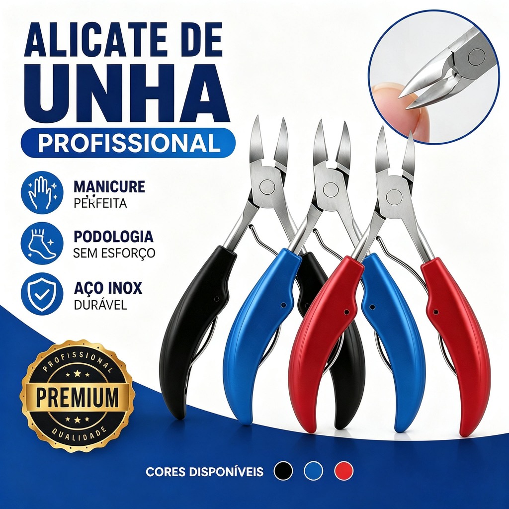 Alicate de Unha Mola Dupla Curvado Profissional Aço Inoxidável para Manicure e Pedicure