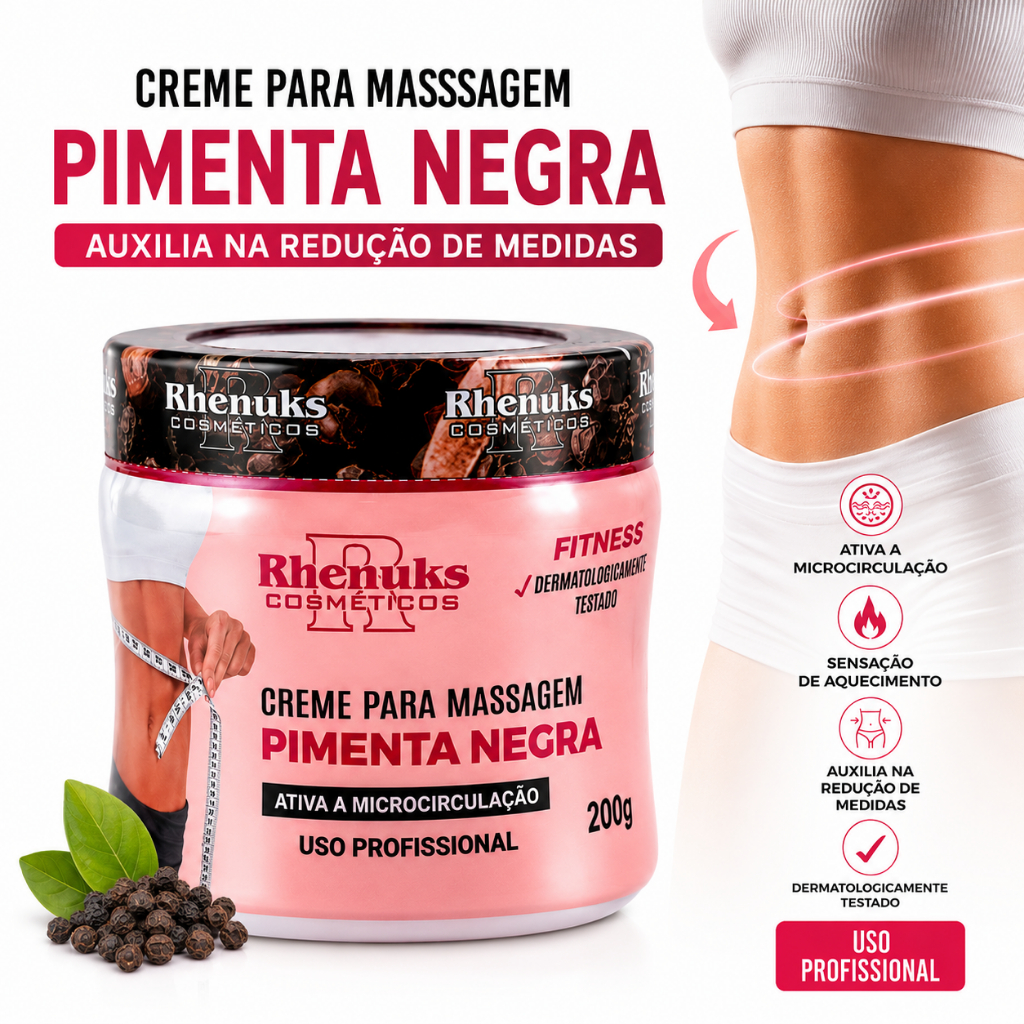 Gel de Massagem Redução de Medidas Pimenta Negra Rhenuks Compre 2 Ganhe 1