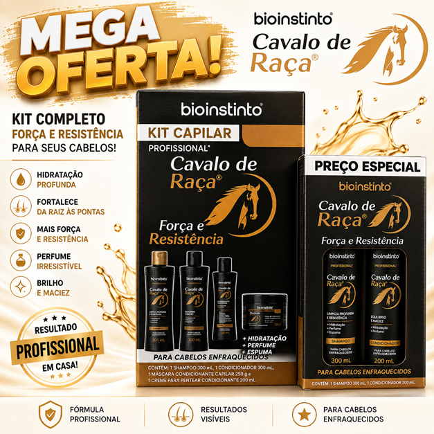 🔥 MEGA OFERTA – KIT CAPILAR BIO INSTINTO CAVALO DE RAÇA 🔥