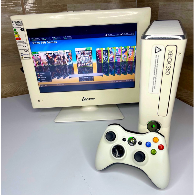 Xbox 360 Slim Branco Desbloqueado Destravado Rgh/jtag+JOGOS