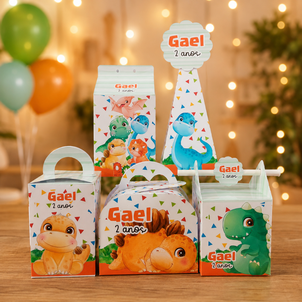 Kit Festa Dinossauro Baby Caixinhas Personalizadas Pegue E Monte Aniversário Infantil Mimo Lembrancinha Dino