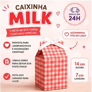 Caixinha Milk Vermelha Xadrez Lembrancinha Personalizada Festa Aniversário