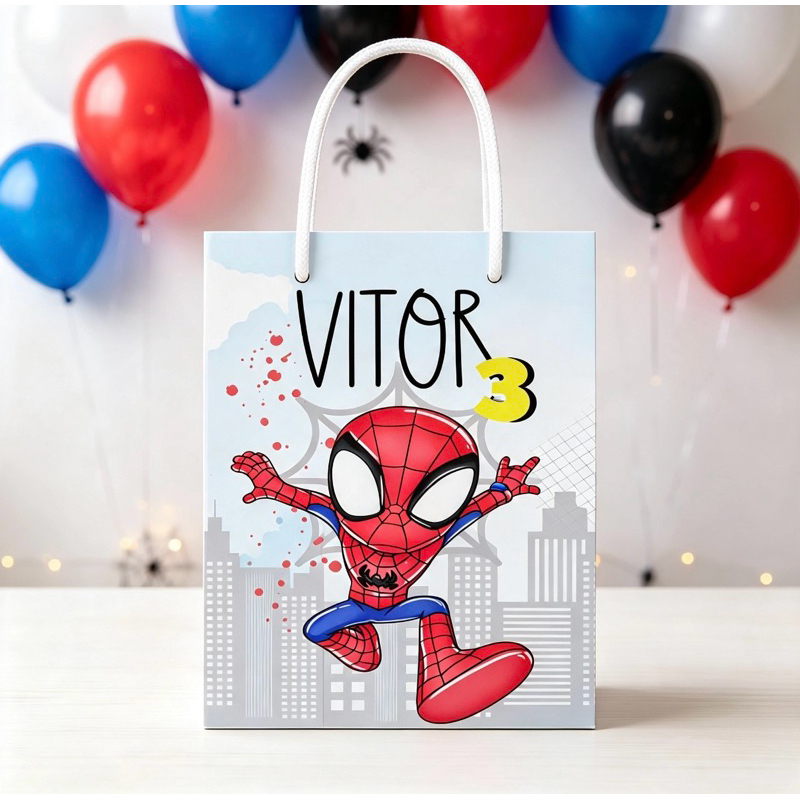 Sacolinha SPIDEY HOMEM ARANHA Personalizada / (PEGUE E MONTE) / Bolsinha Lembrancinha Aniversário