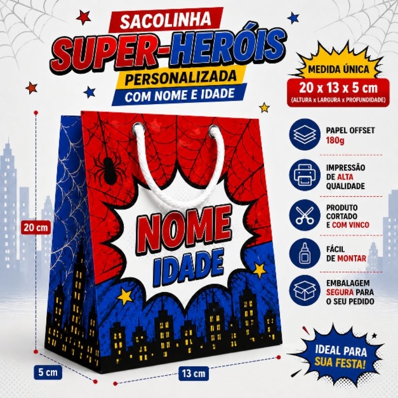 Sacolinhas Personalizadas Festa Infantil Homem Aranha