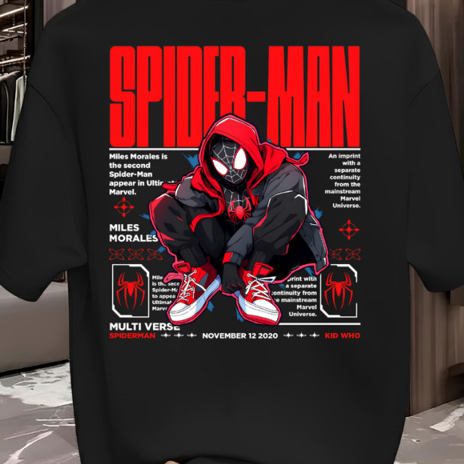 Camiseta Streetwear Camisa Spider Man Infantil E Adulto Estampa T-shirt 100% Algodão Unissex