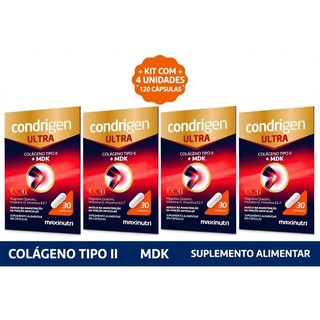 Kit 4 x Condrigen Ultra Colágeno Tipo 2 MDK UCII  função articular 30 Cápsulas