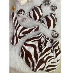 conjunto de biquíni com shorts trikini moda praia