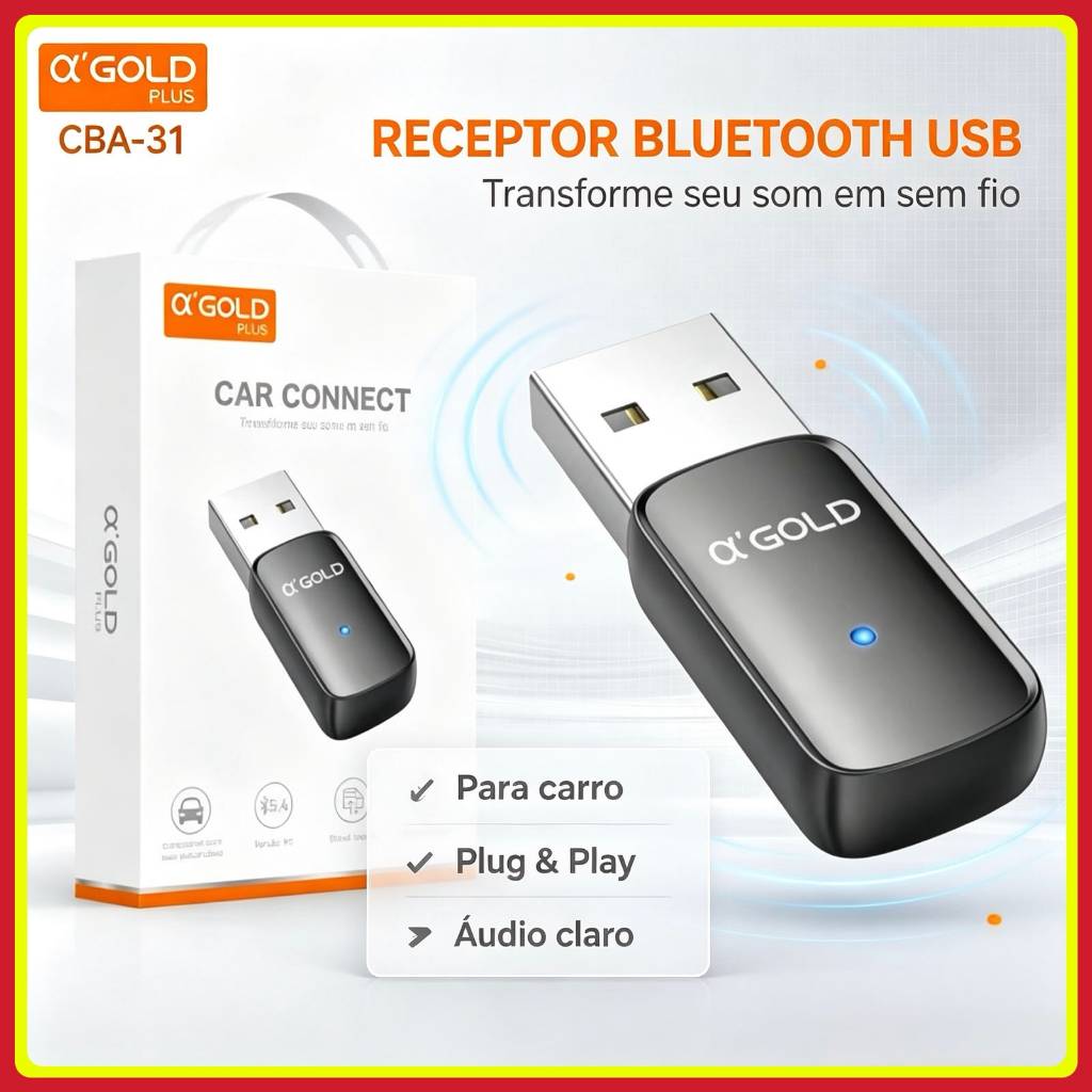 Adaptador Receptor Bluetooth USb Musica Som Chamada Carro Som Automotivo Caixa de Som Entrada USB Modo Auxiliar