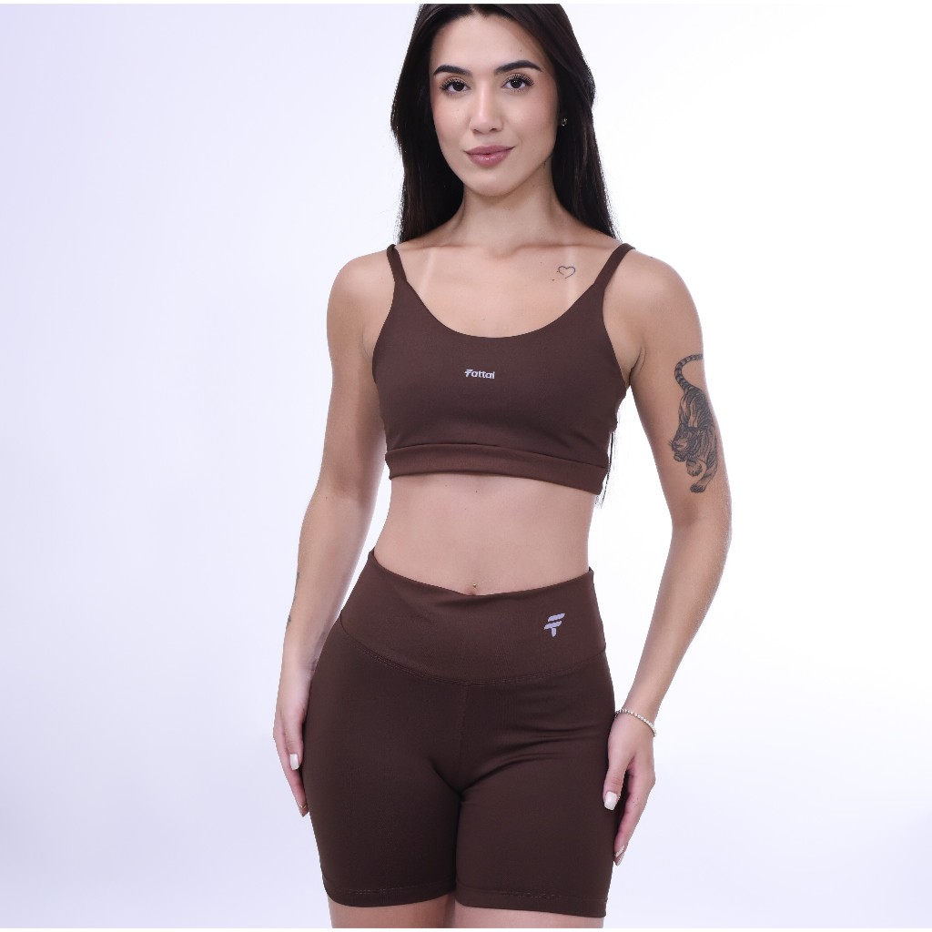 Conjunto Fitness Short + Cropped Media Compressão Zero transparência