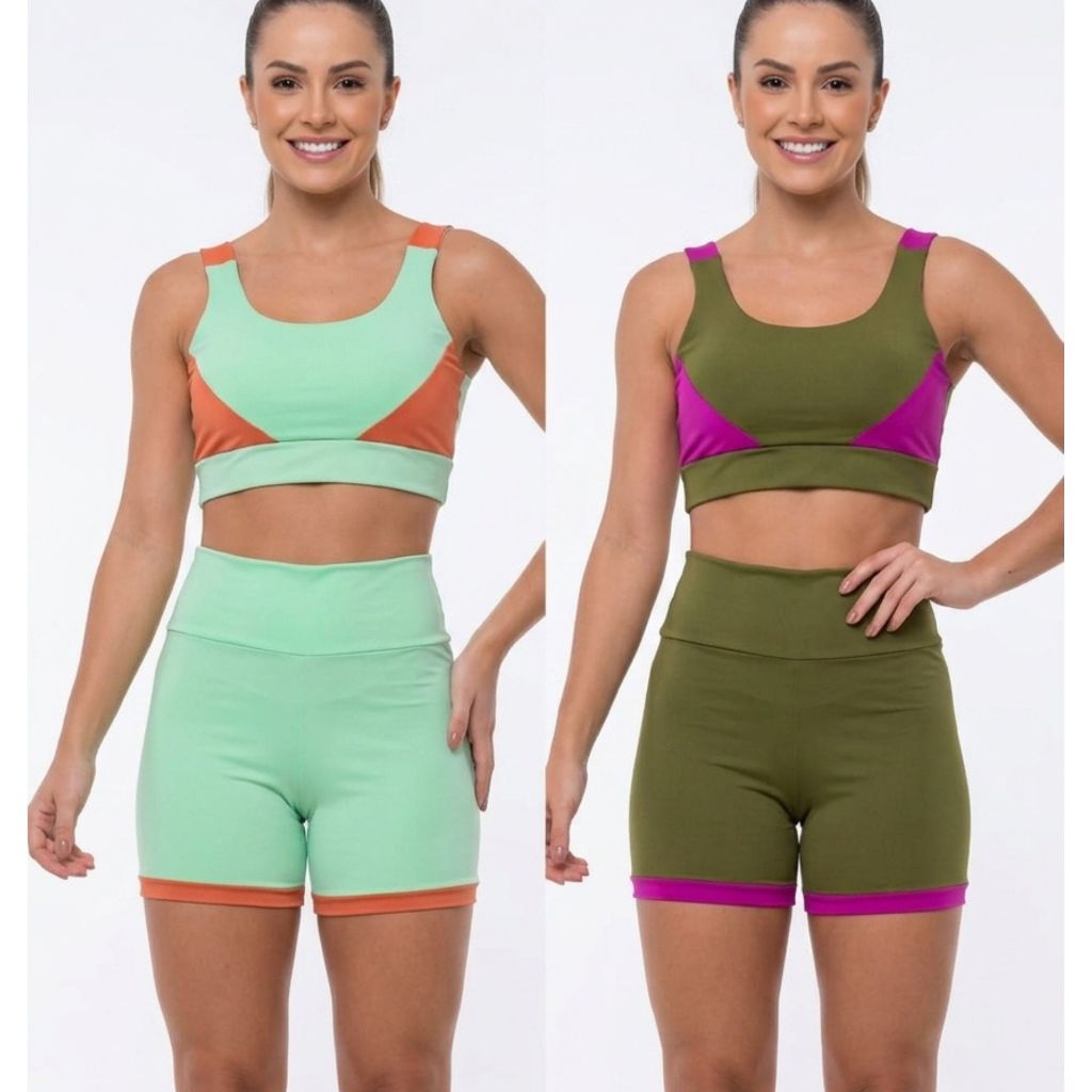 Conjunto Fitness Academia Short Top Suplex Zero Transparencia Conforto Feminina Cintura Alta