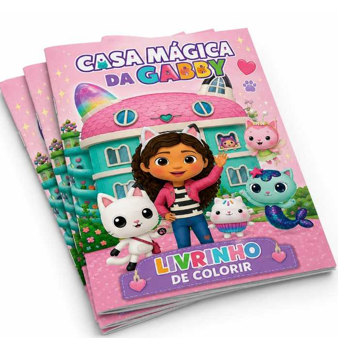 Kit 10-50 Un Livrinho Revistinha de Colorir Casa Magica da Gabby Personalizado Lembrancinha Aniversário Infantil