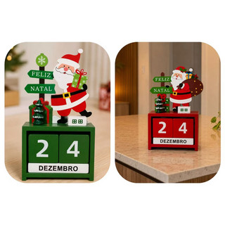 Calendário de Natal Permanente em Madeira Natalino Decoração