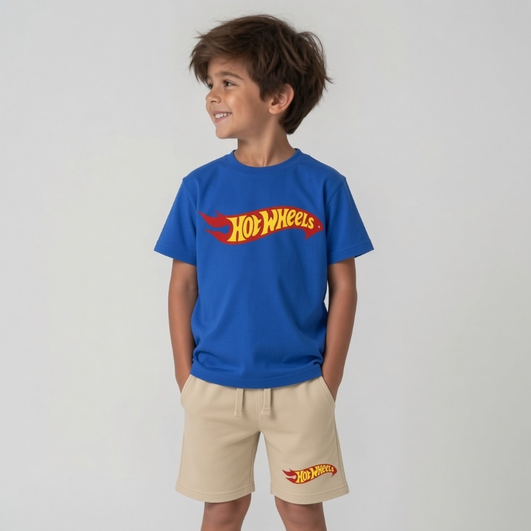 kit Camiseta Bermuda Moletinho CONJUNTO camiseta Infantil Hot carros short criança estiloso confortável