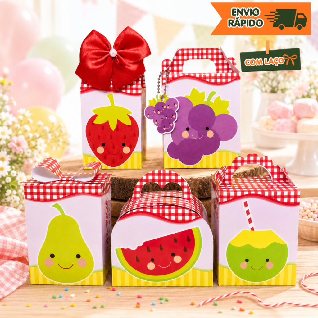 Caixinhas personalizados  lembrancinhas  aniversário  mesversário Kit festa Frutinhas
