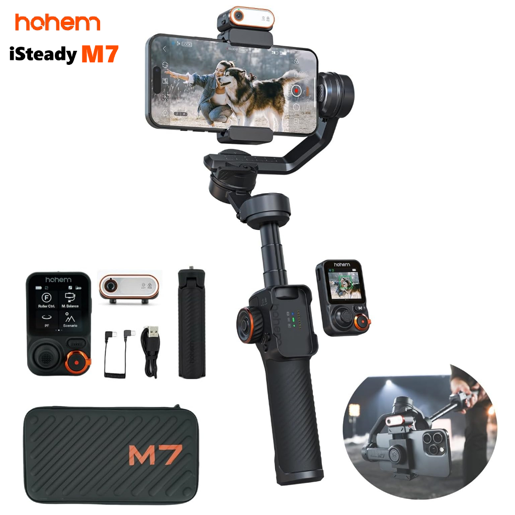 Hohem iSteady M7 Estabilizador para Smartphone Rastreamento por IA com Sensor de 2MP Haste Extensora de 193mm