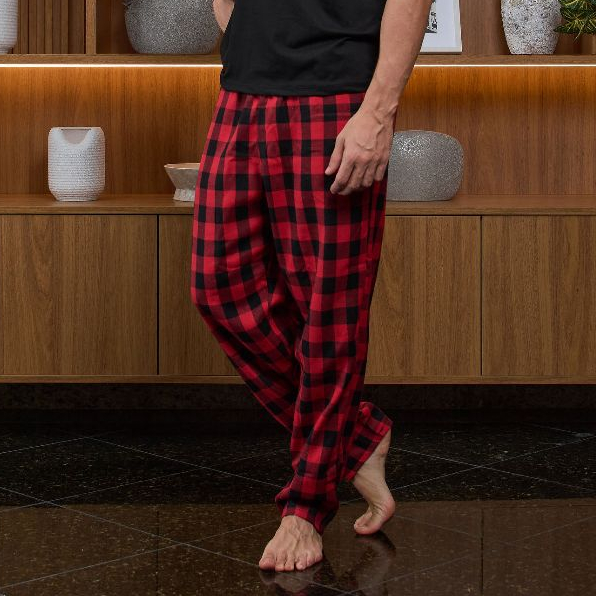 VB ONLINE Calça De Dormir Pijama De Flanela Xadrez Masculino Confortável Outono Inverno Do M ao G4