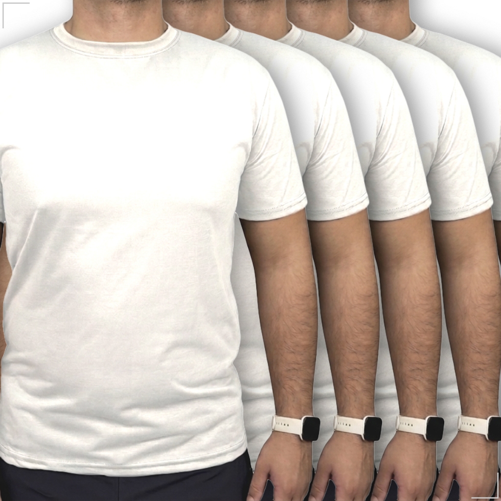 Kit 5 Camisetas Masculinas Básicas 100% Poliéster Premium Gola Redonda para Uso Diário Uniforme e Sublimação