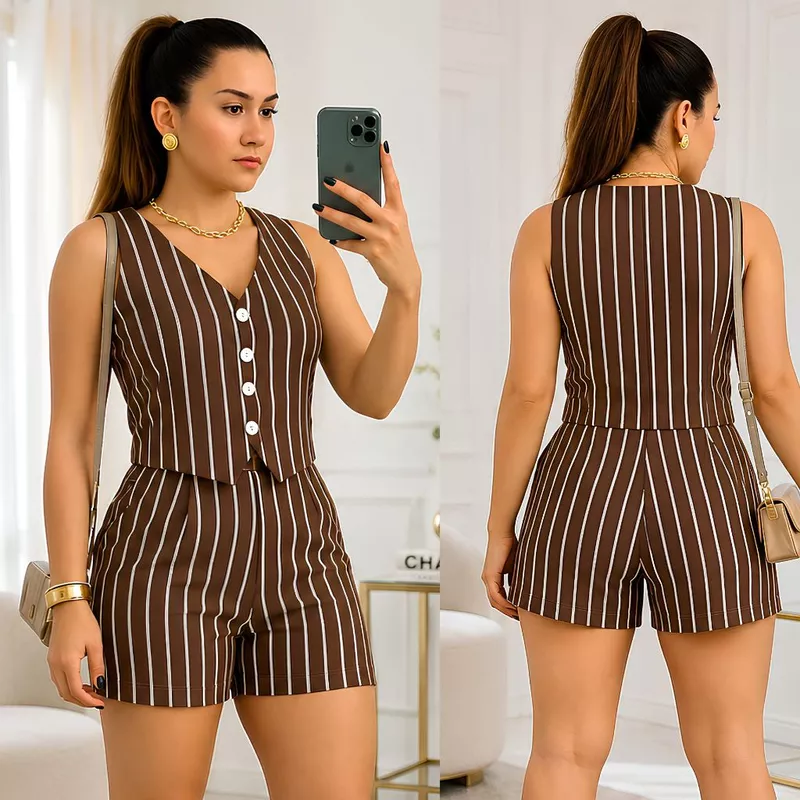Conjunto Feminino Shorts e Colete Nova Tendência Primavera Verão 2026 — foto 6