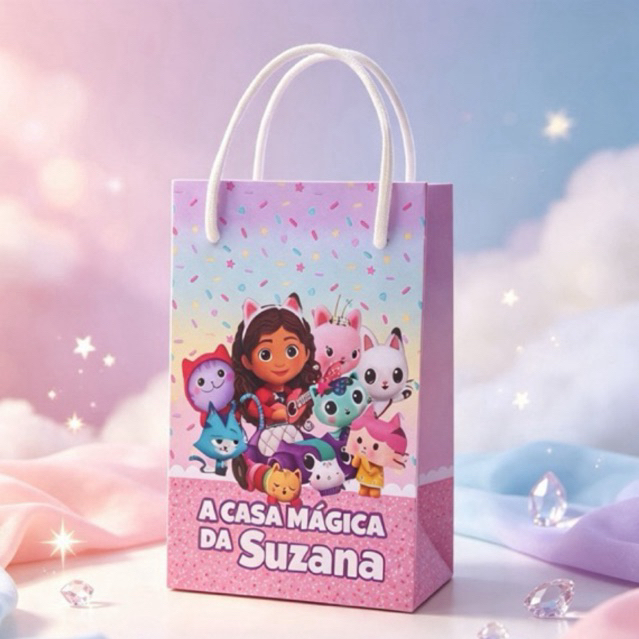 Sacolinha Personalizada A Casa Mágica da Gabby com Nome e Idade | Lembrancinha Festa Infantil  Doces Aniversarios